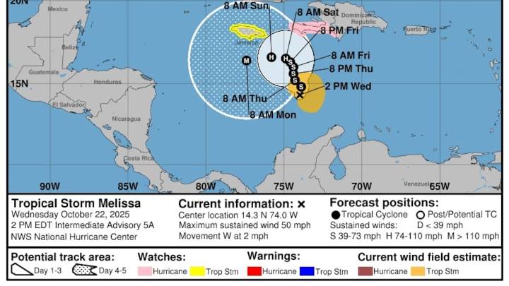 Tropical Storm Melissa expected to become hurricane by end of week