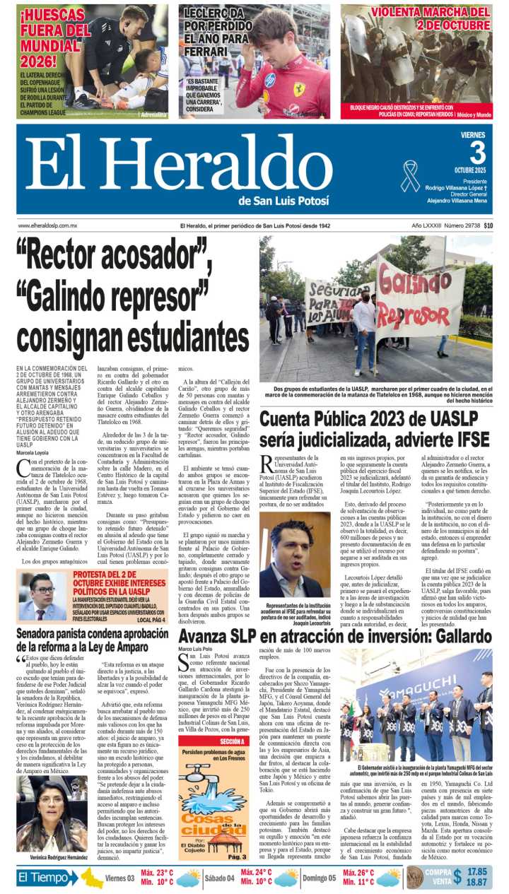 Edición impresa 03 de octubre de 2025