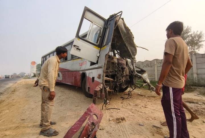 Man dead, 12 injured as bus collides with truck in Patiala