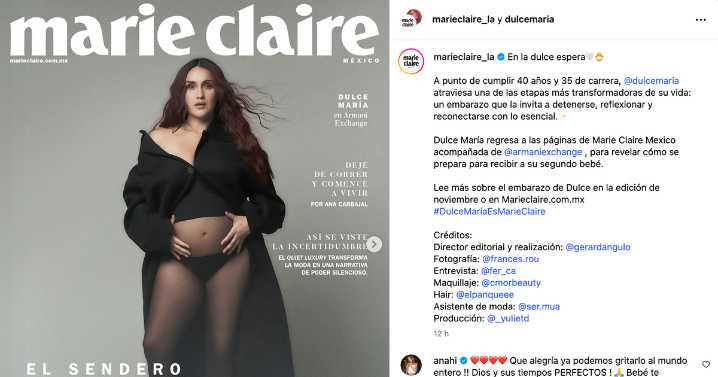 Dulce María anuncia que será madre por segunda vez