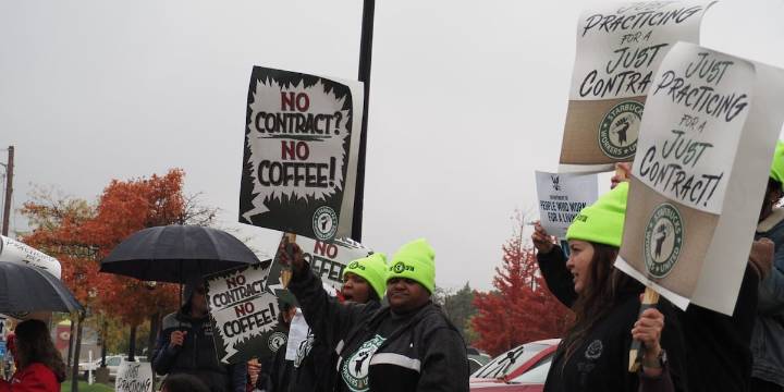 Unionized Starbucks workers rally in Des Moines ahead of potential national strike