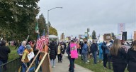 Community members rally for No Kings Protest in Spokane Saturday afternoon