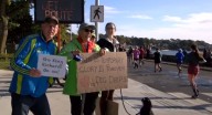 ‘And the sign said’: Runners hit the start line of 45th annual Royal Victoria Marathon Sunday morning