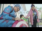 Window washers dress up as superheroes to entertain families at Rady Children’s for Halloween