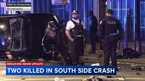 Matthew Cuadra, April Valencia killed, 3 hurt in car crash near 75th and Vincennes in Greater Grand Crossing, Chicago: officials