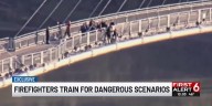 Omaha firefighters perform rescue on Bob Kerrey Bridge