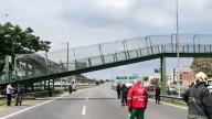 Choque y derrumbre de un puente en General Paz