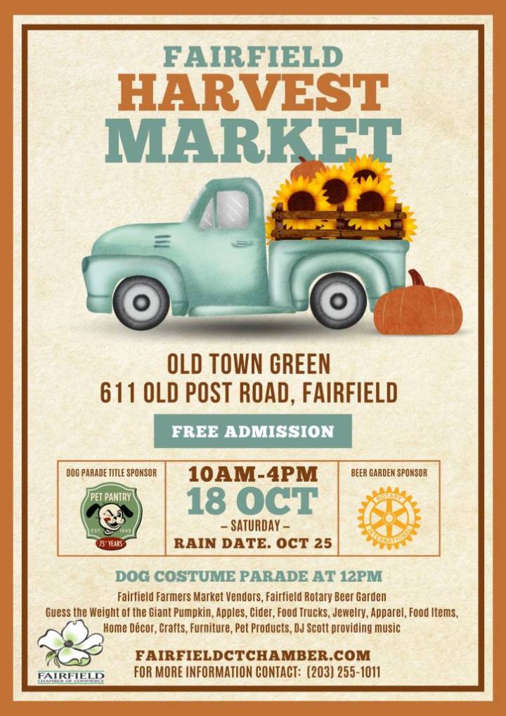 Fairfield Chamber of Commerce Hosts Annual Fairfield Harvest Market & Pet Pantry Halloween Costume Dog Parade on October 18th
