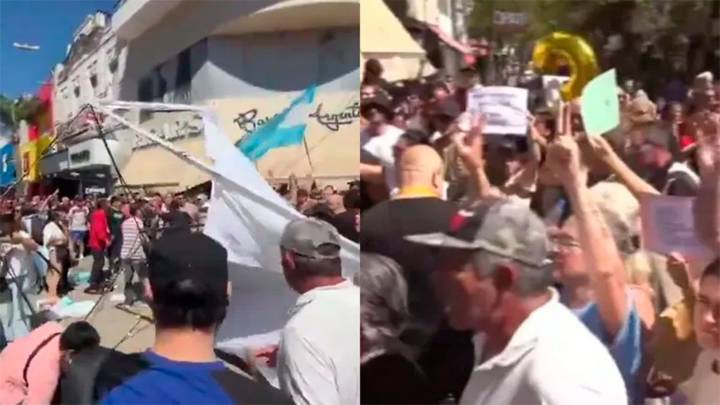 Javier Milei suspendió un acto de campaña en Santa Fe por incidentes: hay al menos tres detenidos