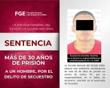 Por el delito de secuestro, sentencian a más de 30 años de prisión a un hombre