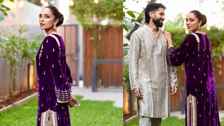 Sobhita Dhulipala Stuns In ₹54,900 Sureena Chowdhri Noori Kaftan For Diwali With Naga Chaitanya