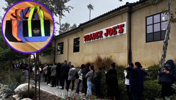 Trader Joe’s Halloween mini-totes are here. Shoppers are lining up to get them