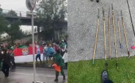 Indígenas atacan a policías con flechas durante disturbios frente a la Embajada de EE. UU. en Bogotá