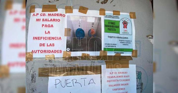Protestan trabajadores de Correos de M?xico en Madero; exigen mejores condiciones laborales