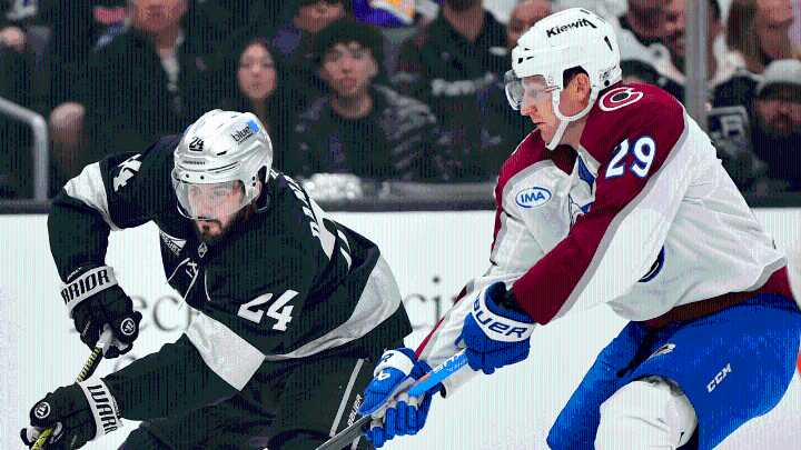 MacKinnon sets Avalanche points record in opening win against Kings