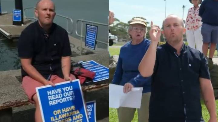 Wollongong locals erupt in anger after jet ski operator gatecrashes protest against his plan to run guided tours on lake