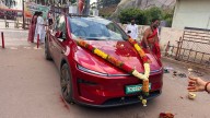 ‘Not safe without nimbu mirchi’: Hyderabad man performs ‘vaahan pooja’ for his new Tesla to ensure ‘5