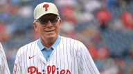 Watch Mike Schmidt throw NLDS Game 1 first pitch to Bryce Harper