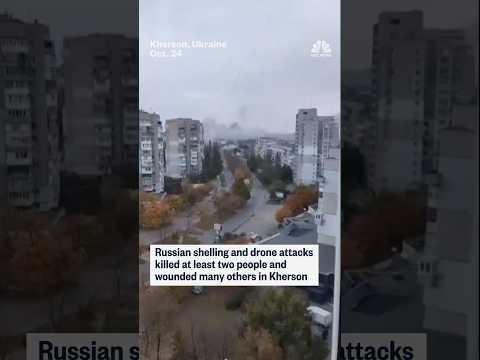 Russian shelling and drone attacks killed at least two people and wounded many others in Kherson