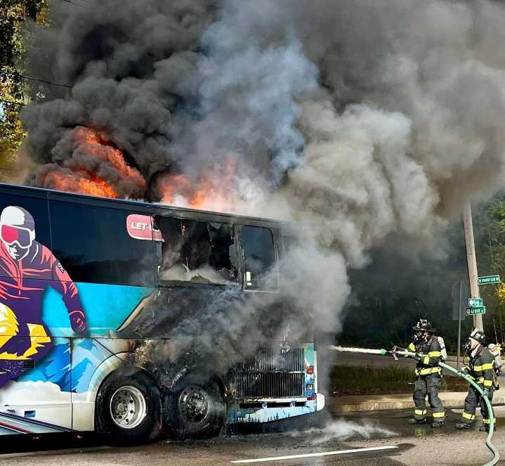 Bus carrying UMass Lowell students to music competition catches fire
