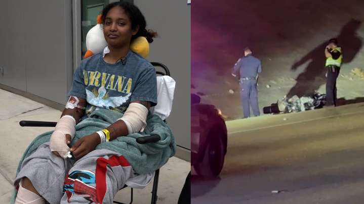 "I almost died again." | San Antonio woman on motorcycle nearly run over after hit-and-run crash on highway; driver at large
