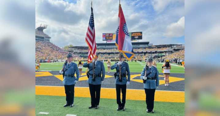 Highway Patrol presents the colors at Mizzou