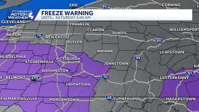 Western PA: Freeze Warning in effect for Saturday morning