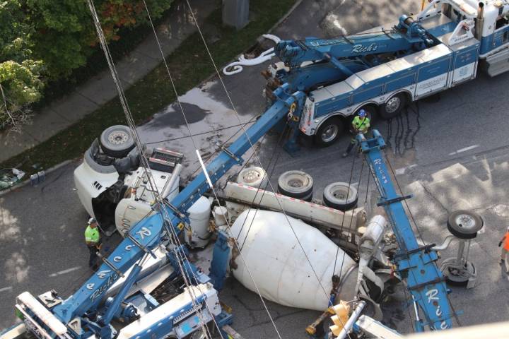 Photos: Cement truck crashes in Cleveland Heights
