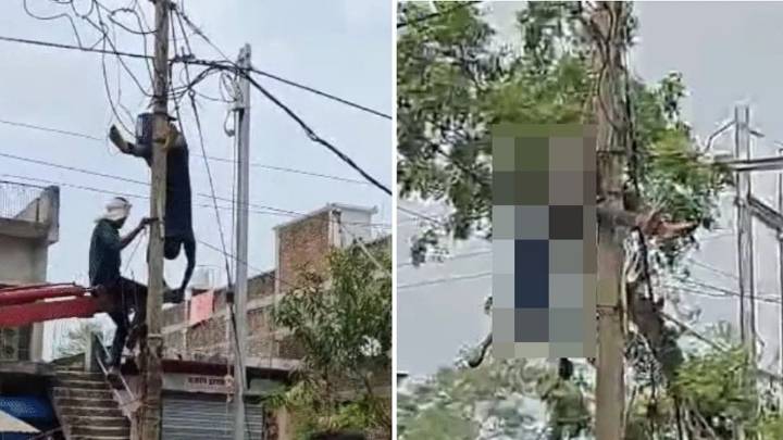 Worker Gets Electric Shock During Pole Shifting In Jabalpur; Hangs From Wires For 10 Minutes
