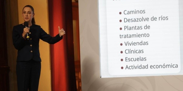 Sheinbaum presenta los 4 ejes de trabajo para ayudar a damnificados por lluvias