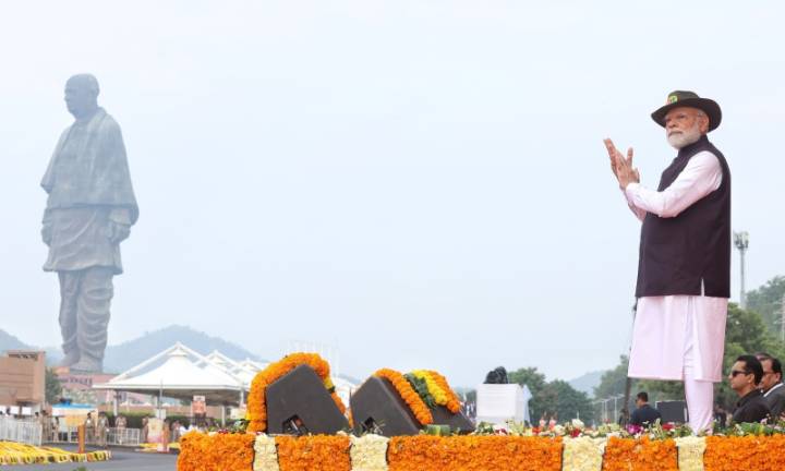 PM pays tributes to Sardar Vallabhbhai Patel at the Statue of Unity in Kevadia