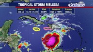 Tropical Storm Melissa expected to strengthen into a hurricane as it meanders in Caribbean