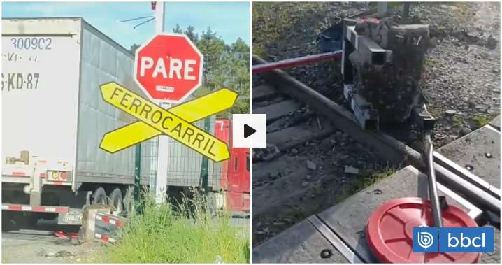 Camión de alto tonelaje destruye barrera de cruce ferroviario en sector La Paloma de Puerto Montt