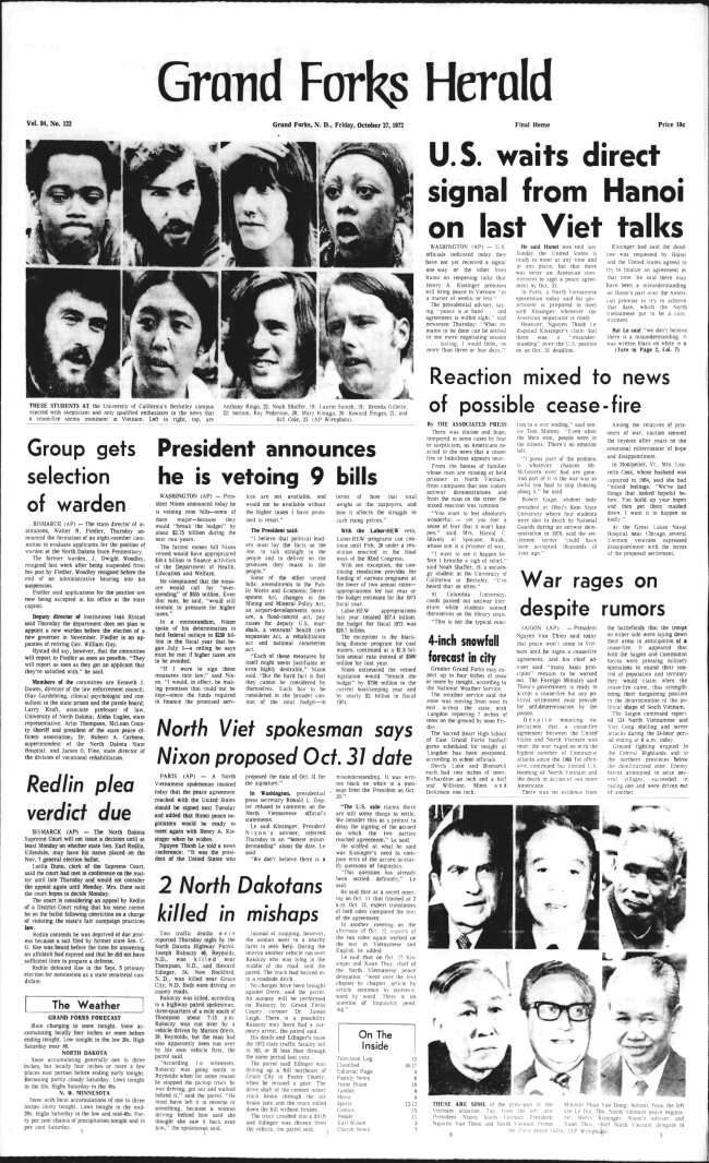 Today in History: October 27, 1972 - Federal agents look into mysterious wheat figure