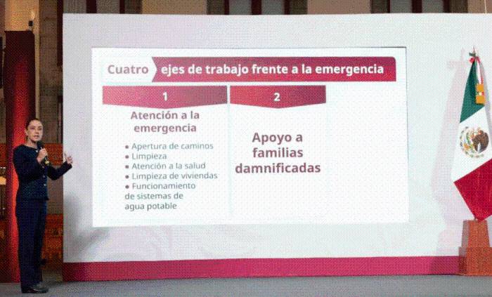 Sheinbaum anuncia cuatro ejes de apoyo por daños de lluvias
