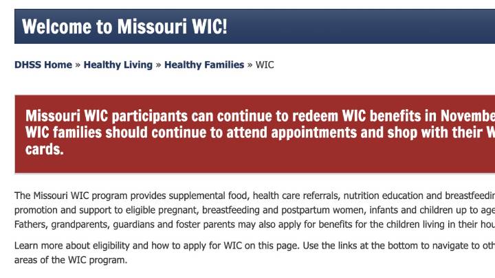 Missouri WIC to continue in November, but shutdown makes future uncertain