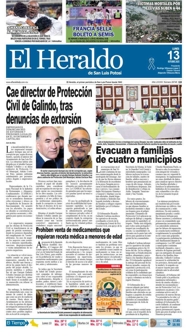 Edición impresa 13 de octubre de 2025