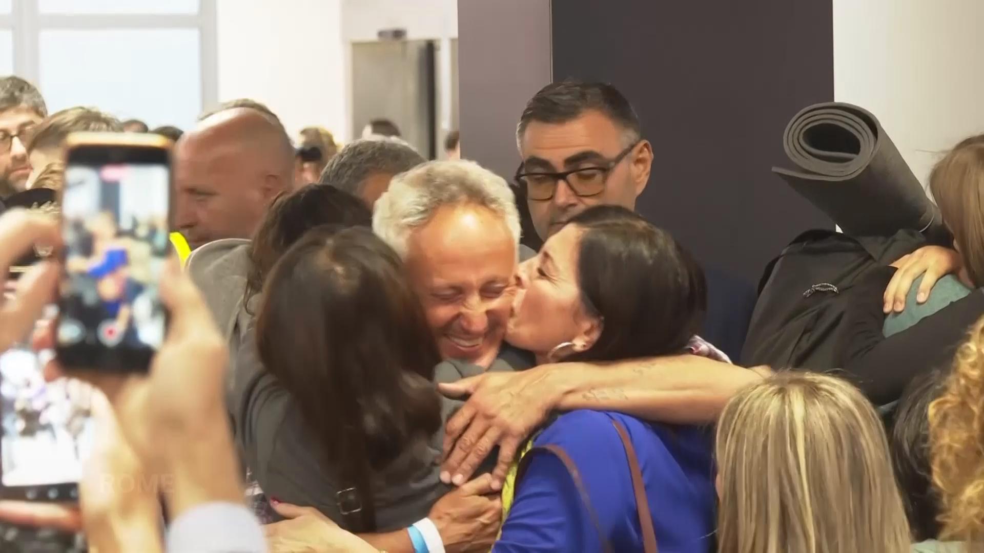 Italian lawmakers who were on board humanitarian fleet for Gaza arrive back in Rome
