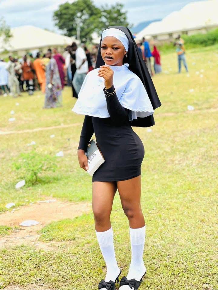 Female university student apologises to Catholic church for wearing Sexy nun outfit during social weekend (See Photos)