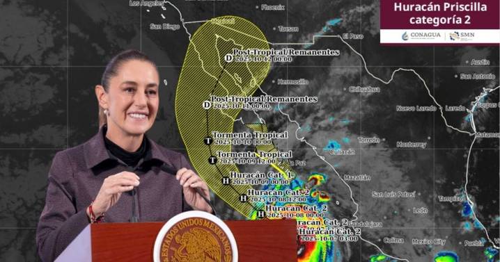 Claudia Sheinbaum alerta que el huracán Priscilla podría alcanzar categoría 3 y llama a Baja California Sur a extremar precauciones