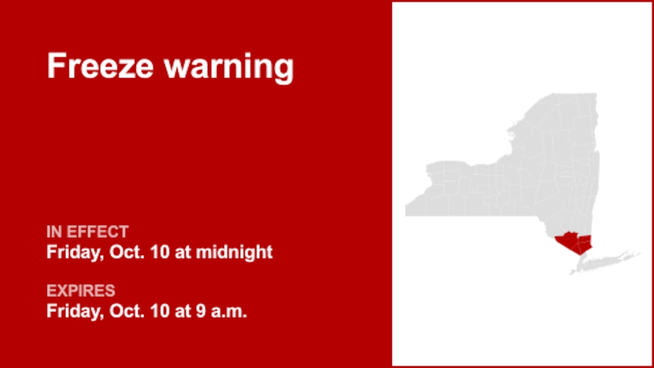 NY weather: Freeze warning issued for part of New York for Friday