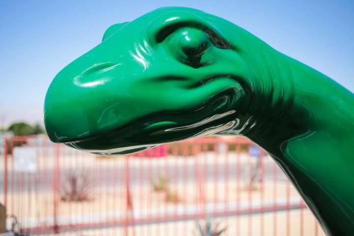 Dinosaur Statue 'Claire' Returns to Brentwood Gas Station