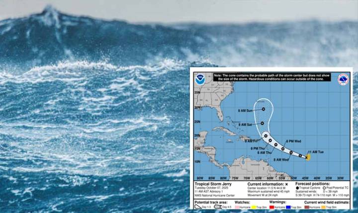 Nace la tormenta tropical «Jerry» en el Atlántico Central