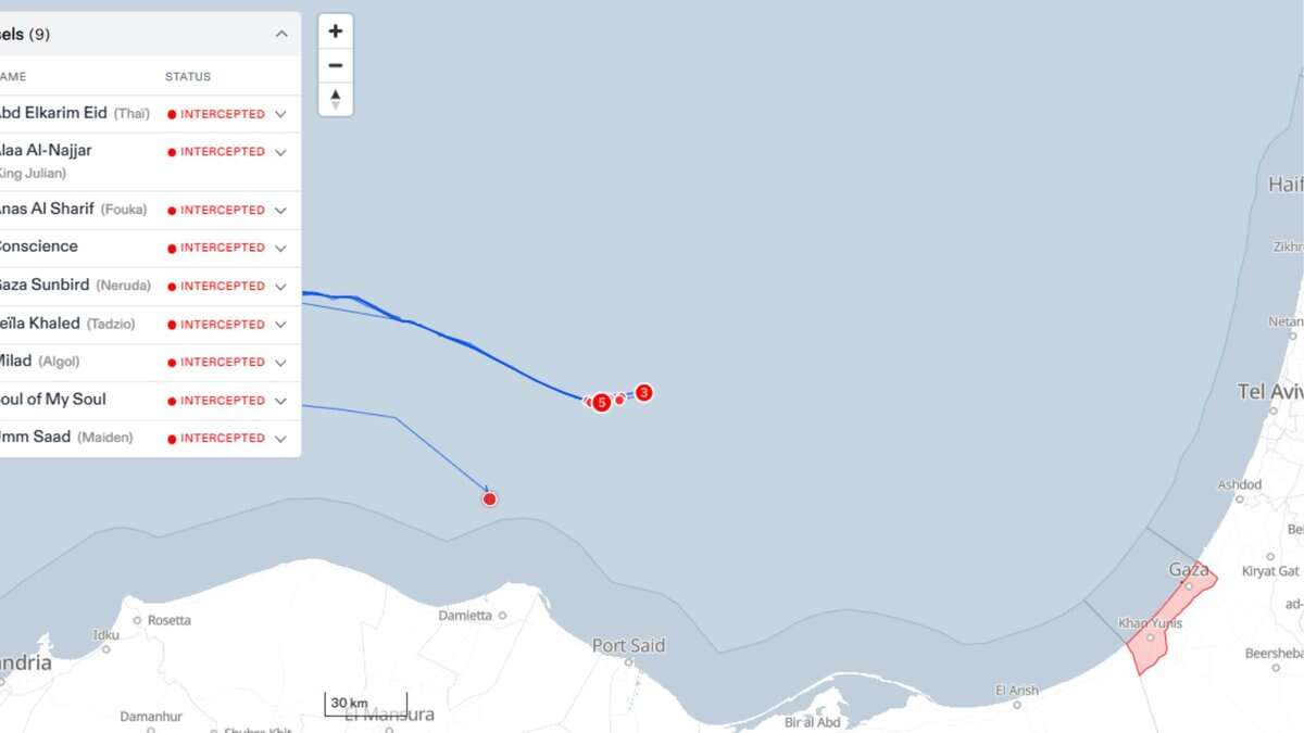 Nine boats of Global Sumud Flotilla intercepted by Israel
