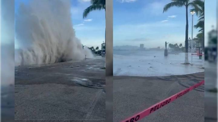 Cierran Malecón de Puerto Vallarta por alto oleaje; hay olas de hasta 4 metros de altura