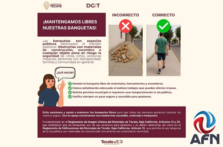 Piden despejar banquetas para movilidad segura