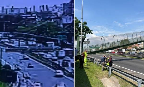 Video: se derrumbó parte de un puente en General Paz tras haber sido chocado por un camión