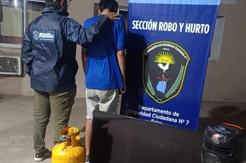 Cayó "El Chino" Rojas en Frías: le secuestraron un televisor, una garrafa y un parlante robados