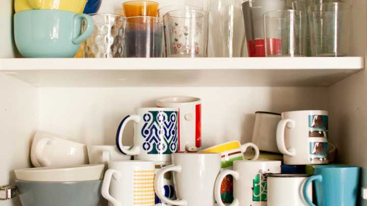 The Simple Dollar Tree Solution For Storing And Organizing Coffee Mugs In Cabinets