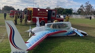 Woman struck by plane during emergency landing in California park